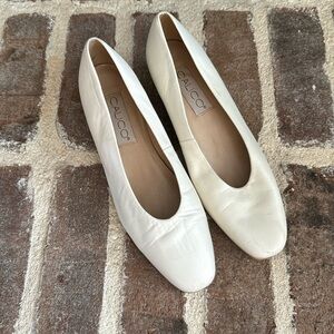 Calico 1 1/2 inch leather heels